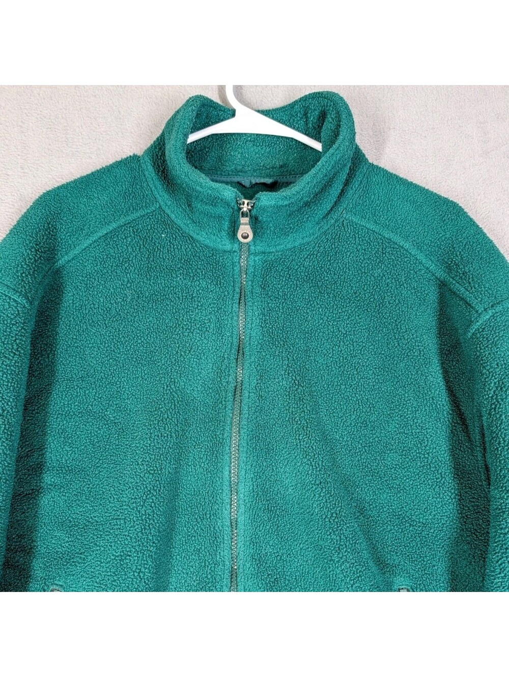 Lands End Mens M Green Vintage Polartec Fleece Jacket Full Zip Outdoor Hiking